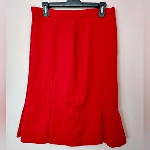 Vintage Jacques Vert Red 100% Pure New Wool Skirt UK 14 Career Office Fall Time